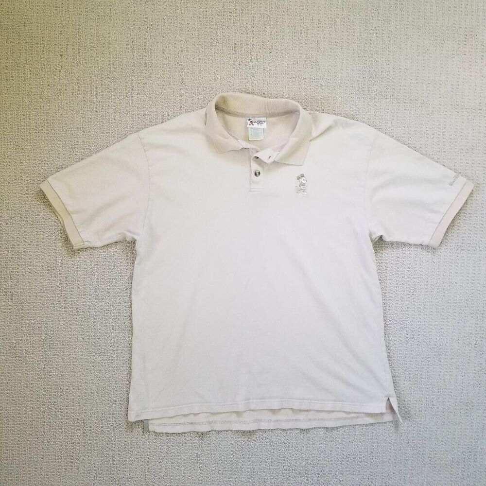 Walt Disney World Polo Shirt Beige Mens Size XL Mickey Mouse Embroidered